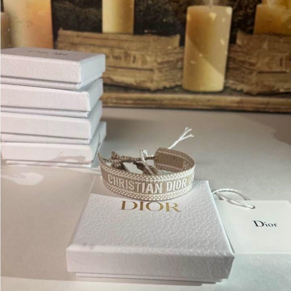 Christian Dior Friendship Bracelet Tan Cream Women Wo… Gem